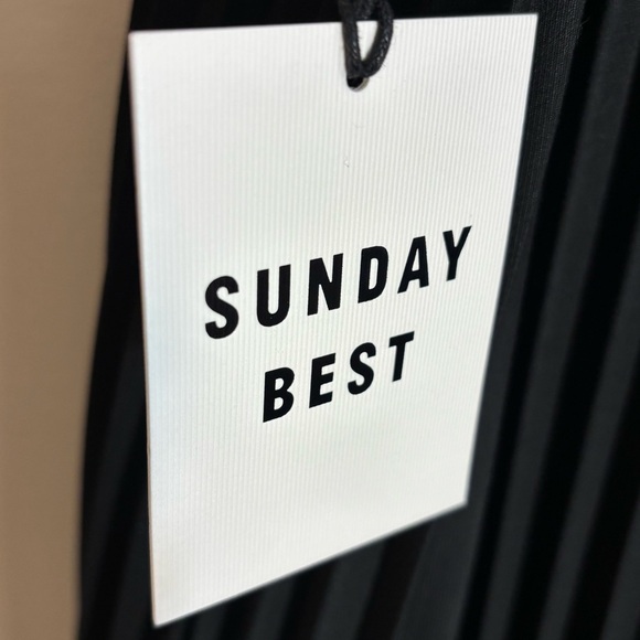 SUNDAY BEST Sz L Trish Dress Lined Pleated Deep V-Neck by Aritzia NEW WITH TAGS - Picture 8 of 14